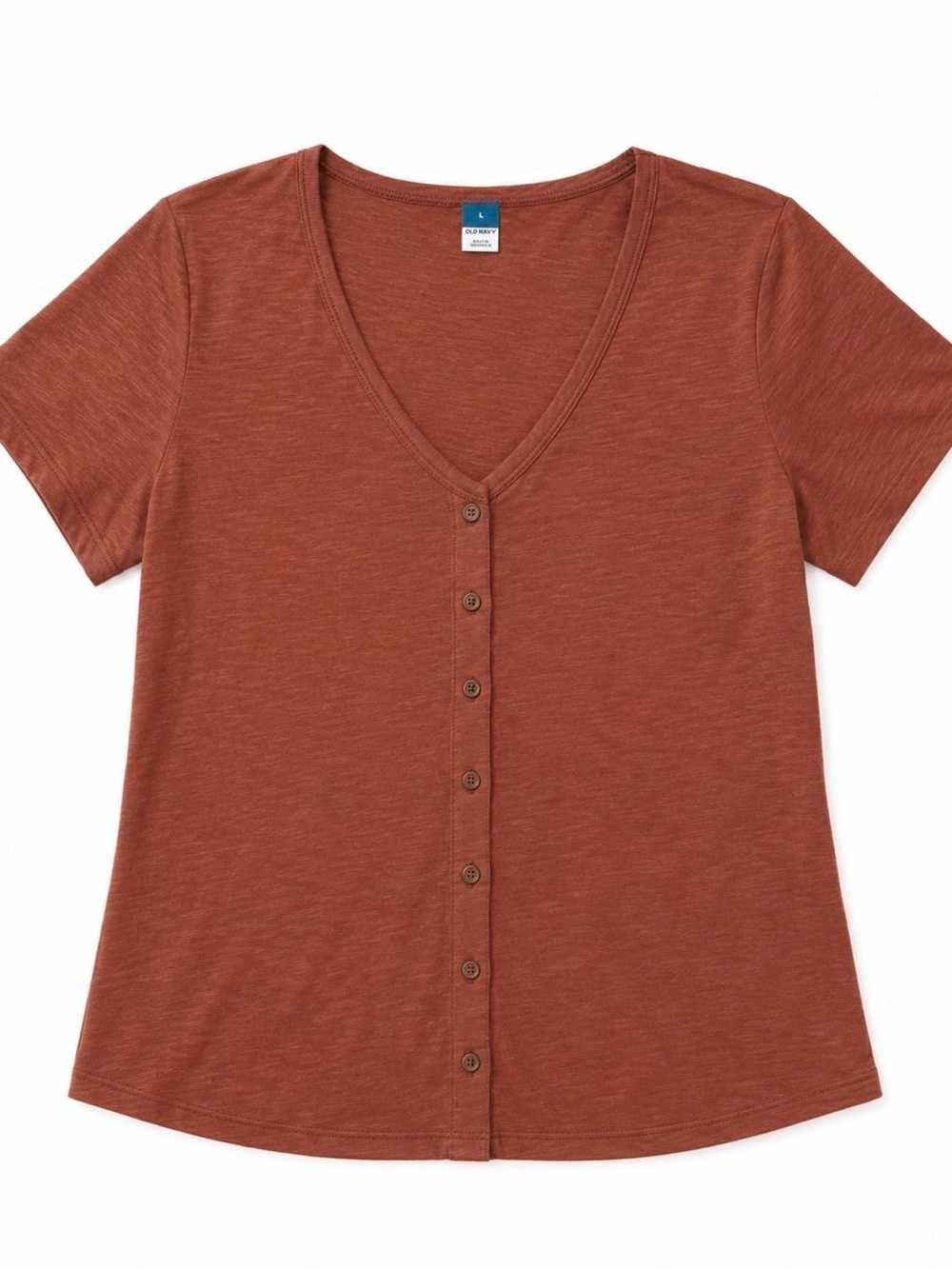 Old Navy Women's Button-Front V-Neck Shirt - Rust